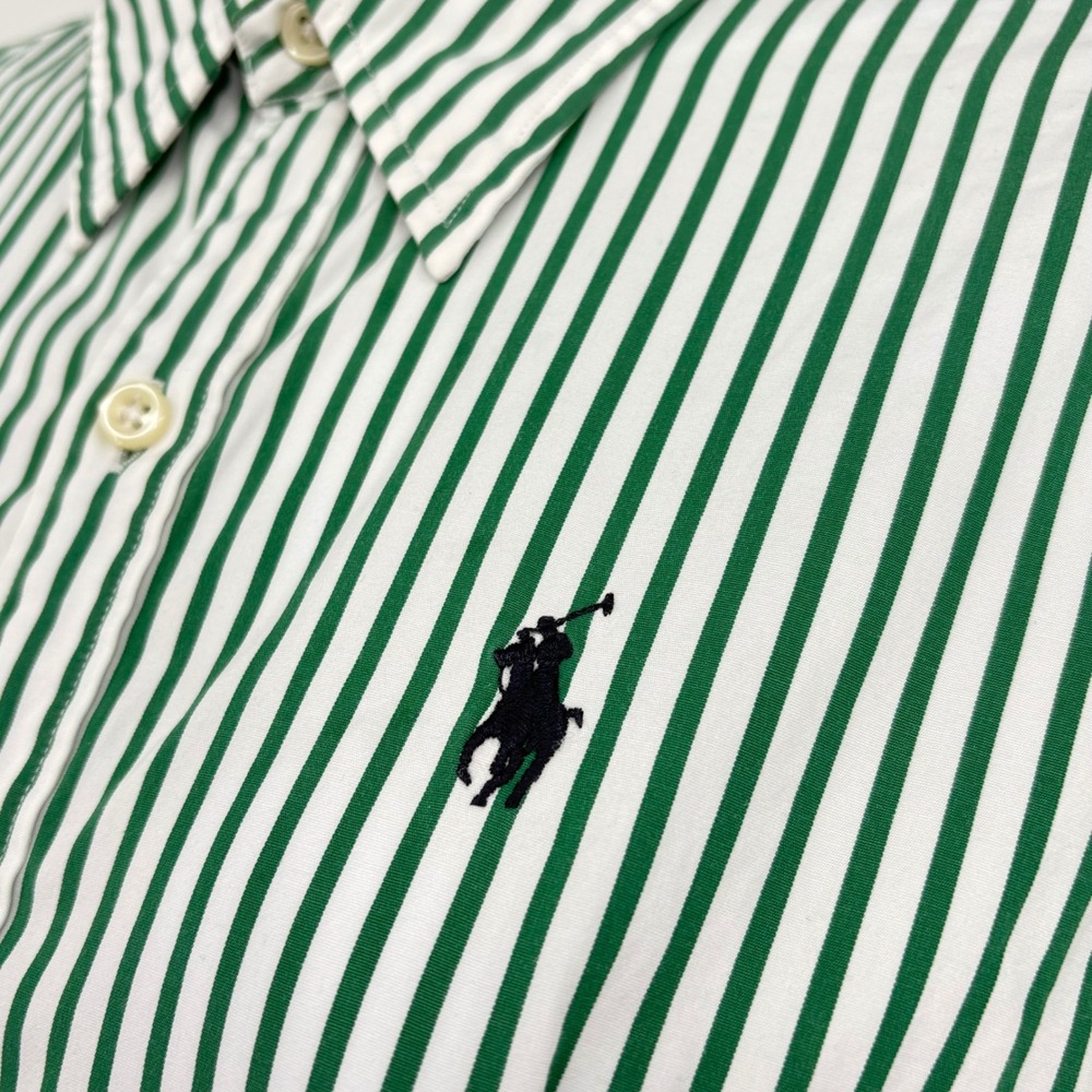 Ralph Lauren Green and White Striped Button-Down Shirt - Picture 4 of 10